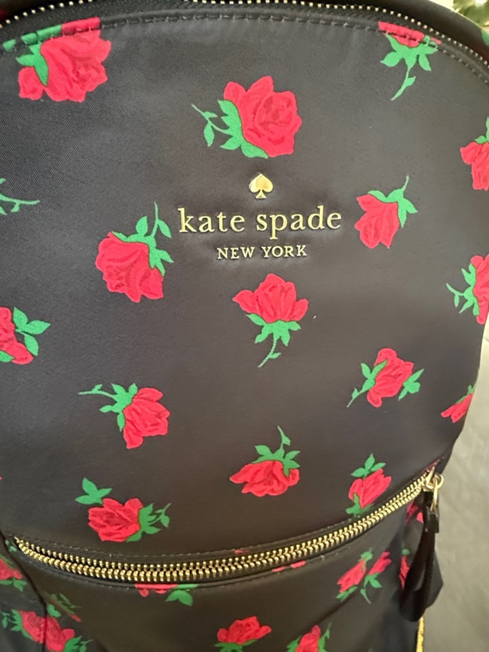 Kate Spade New York Black Rose Toss Large Backpack - Picture 7 of 10